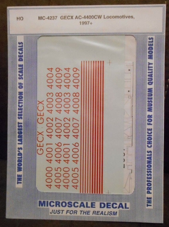Microscale MC-4237 HO 1997+ GECX AC-4400CW Locomotives Decal Sheet