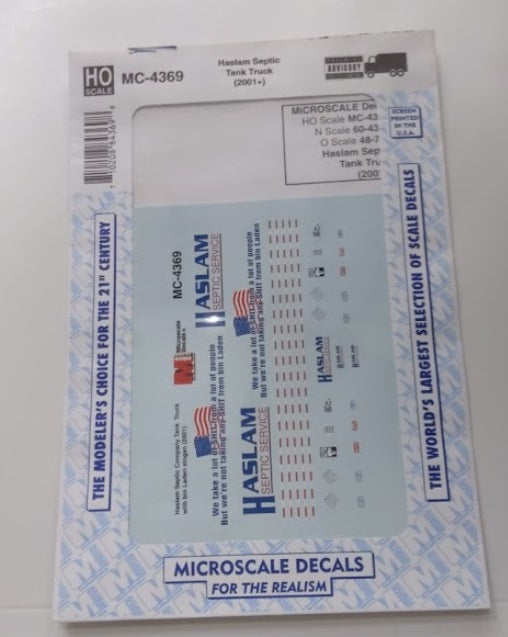 Microscale MC-4369 HO Haslam Septic Systems Tank Waterslide Decal Sheet