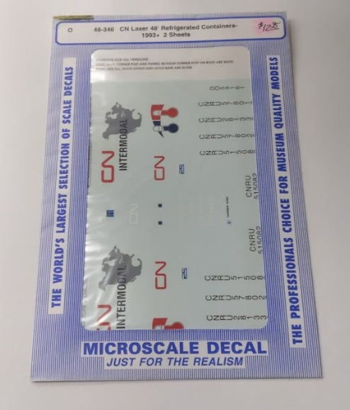 Microscale 48-346 O 1993+ CN 48'' Refrigerated Container Decal Sheets (Pack of 2