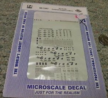Microscale 60-1047 N 1964+ D&RGW PS Covered Hoppers Waterslide Decal Sheet