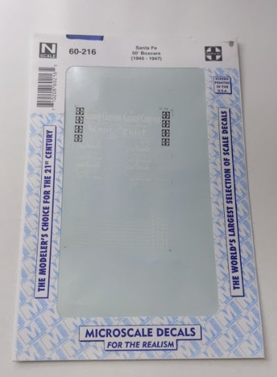 Microscale 60-216 N 1950-60 ATSF 50' Box Cars w/Map Waterslide Decal Sheet