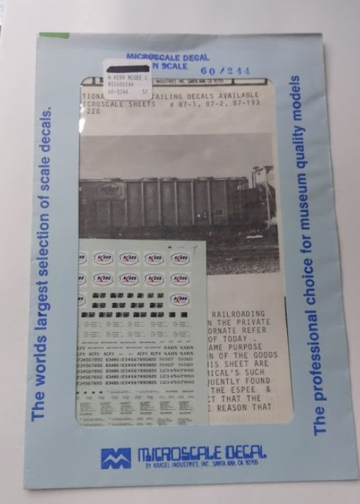 Microscale 60-244 N Kerr McGee Covered Hoppers Waterslide Decal Sheet