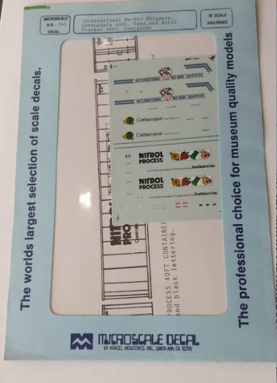 Microscale 60-345 N NUWZ/BRAZ/FDSU 40' Container Waterslide Decal Sheet