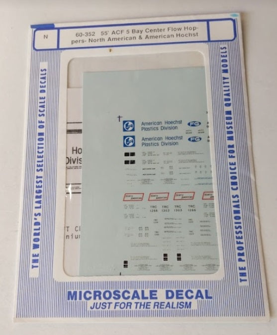 Microscale 60-352 N MA & AH 55' ACF 5 Bay Center Flow Hoppers Decal Sheet