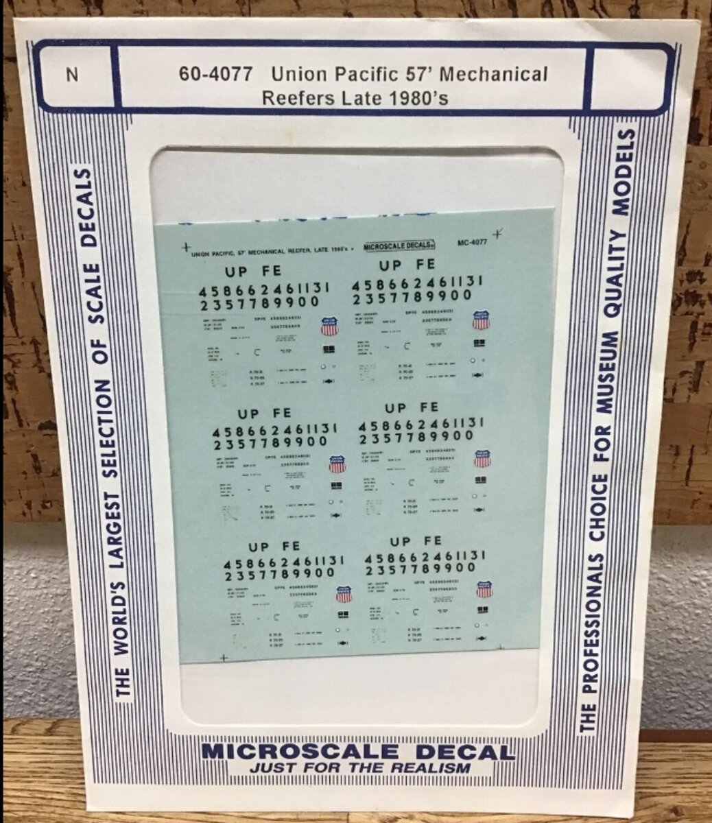 Microscale 60-4077 N Late 1980's UP 57' Mechanical Reefers Decal Sheet