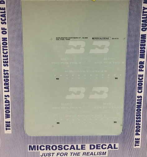 Microscale 60-4119 N 1994+ BN 31,000 Gal 59 'Fuel Tank Cars Decal Sheet