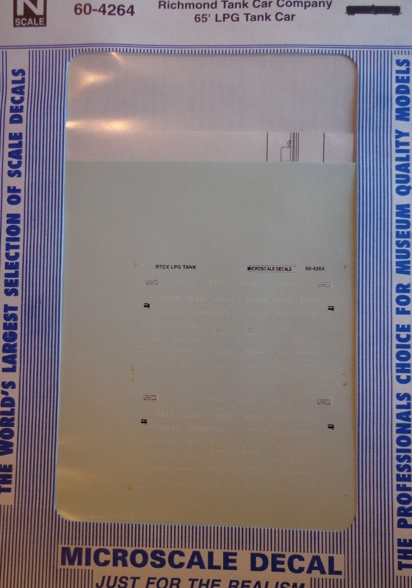 Microscale 60-4264 N Richmond Tank Car Company 65'  LPG Tank Car Decal Sheet
