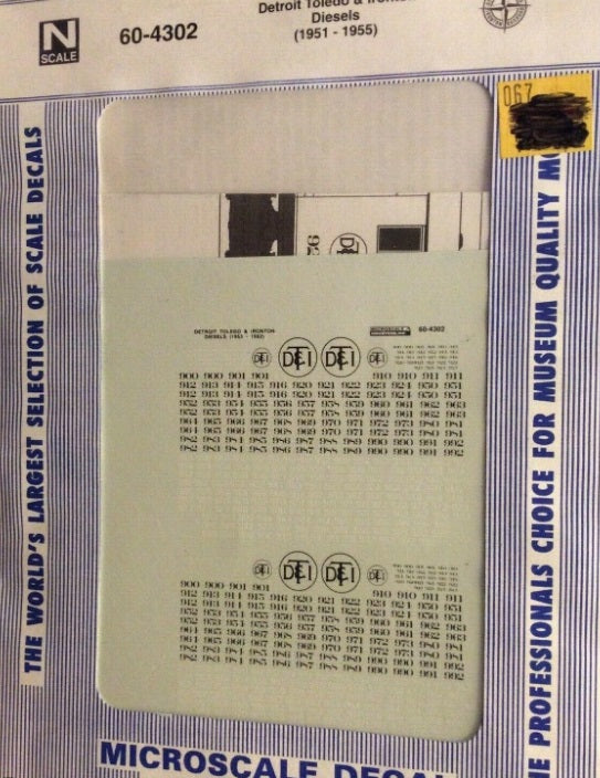 Microscale 60-4302 N 1951-1955 Detroit Toledo & Ironton Diesels Decal Sheet