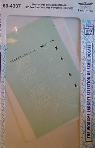 Microscale 60-4337 N Nacionales de Mexico 50' Box Car Waterslide Decal Sheet