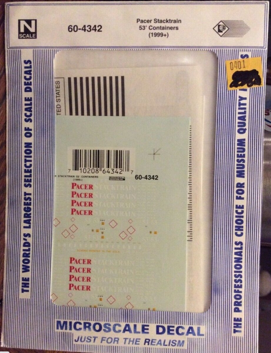 Microscale 60-4342 N 1999+ Pacer Stacktrain 53' Containers Decal Sheet