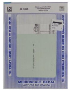 Microscale 60-4355 N Gothic White Steam Loco Data & Numberboards Decal Sheet