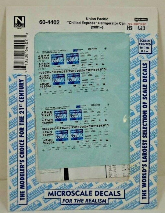 Microscale 60-4402 N 2001+ UP "Chilled Express" Refrigerator Cars Decal Sheet