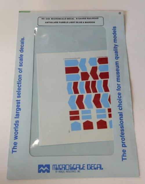 Microscale 60-449 N Light Blue & Maroon Anti-Glare Panels Decal Sheet