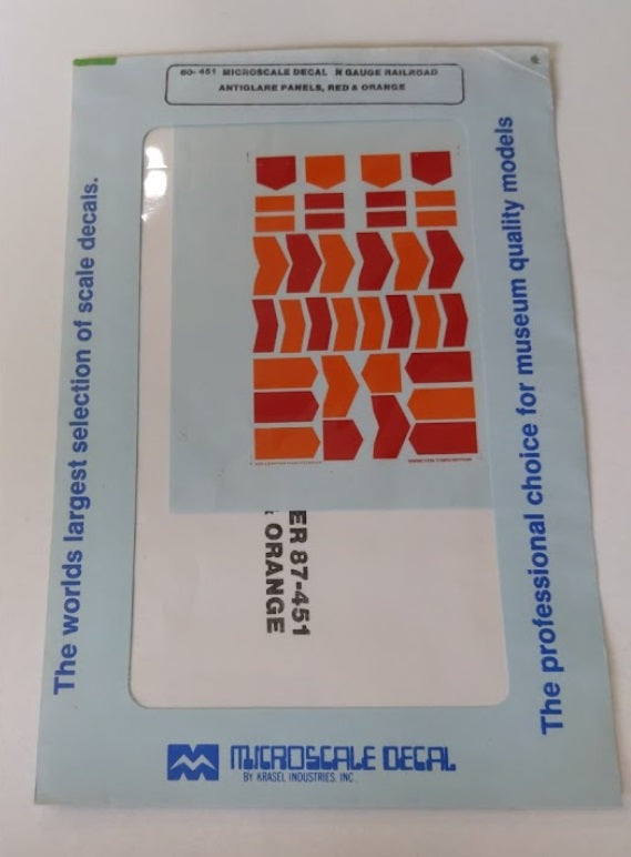 Microscale 60-451 N Red & Orange Anti-glare Panels Waterslide Decal Sheet