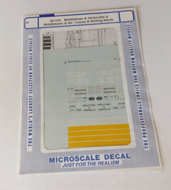 Microscale 60-545 N Middletown & New Jersey Diesels & Freight Cars Decal Sheet