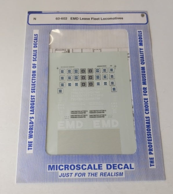 Microscale 60-602 N EMD Lease Fleet Locomotives Waterslide Decal Sheet