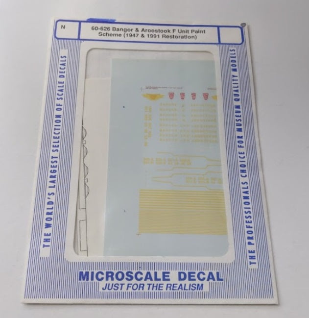 Microscale 60-626 N 1947-91 N Bangor & Aroostook F Unit Diesels Decal Sheet