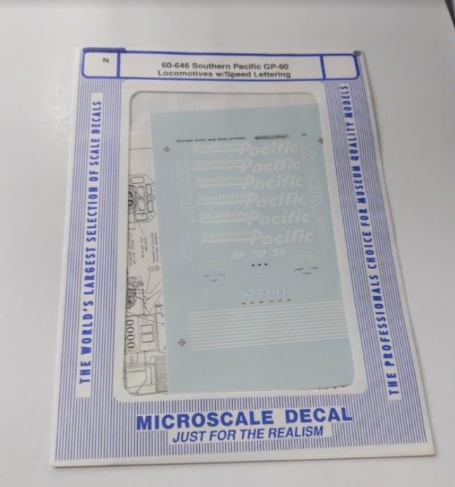 Microscale 60-646 N SP GP-60 Locomotives w/Speed Lettering Decal Sheet