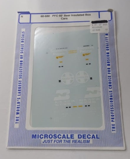 Microscale 60-680 N PFC 60' Beer Insulated Box Cars Waterslide Decal Sheet