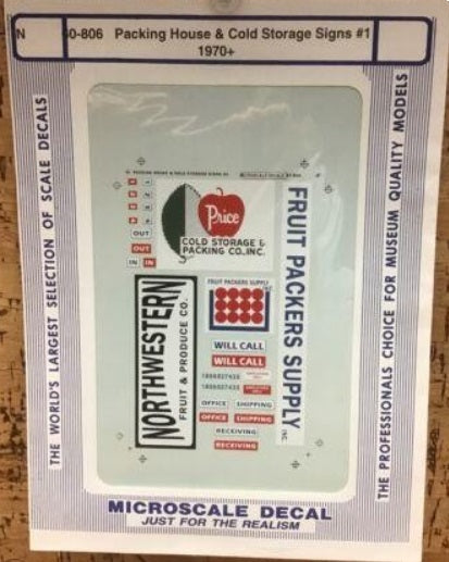 Microscale 60-806 N 1970+ Packing House & Cold Storage Signs #1 Decal Sheet
