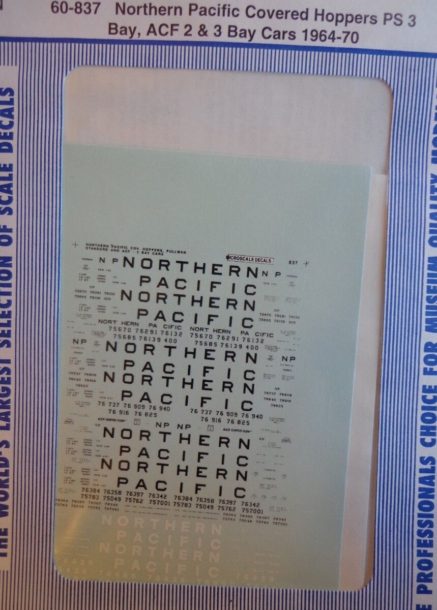 Microscale 60-837 N 1964-70 Northern Pacific Covered Hoppers Decal Sheet