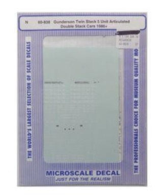 Microscale 60-838 N Gunderson Twin Articulated Double Stack Cars Decal Sheet