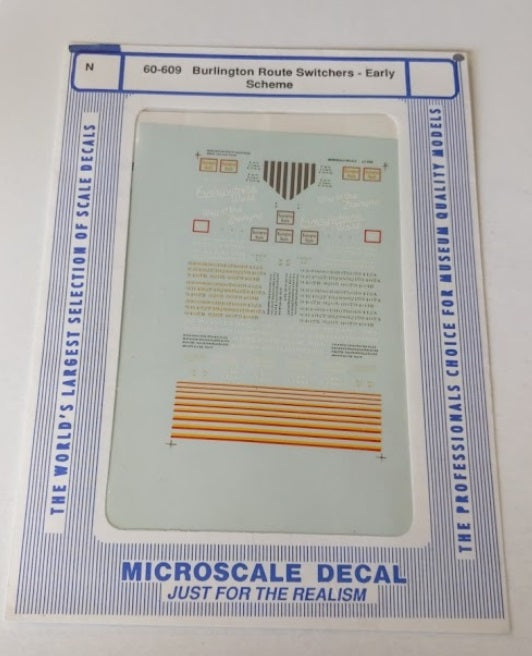 Microscale 60-609 N Burlington Route Switchers Early Scheme Decal Sheet