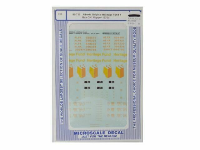 Microscale 87-725 HO Alberta Original Heritage Fund 4 Bay Cyl Hopper Decal Sheet