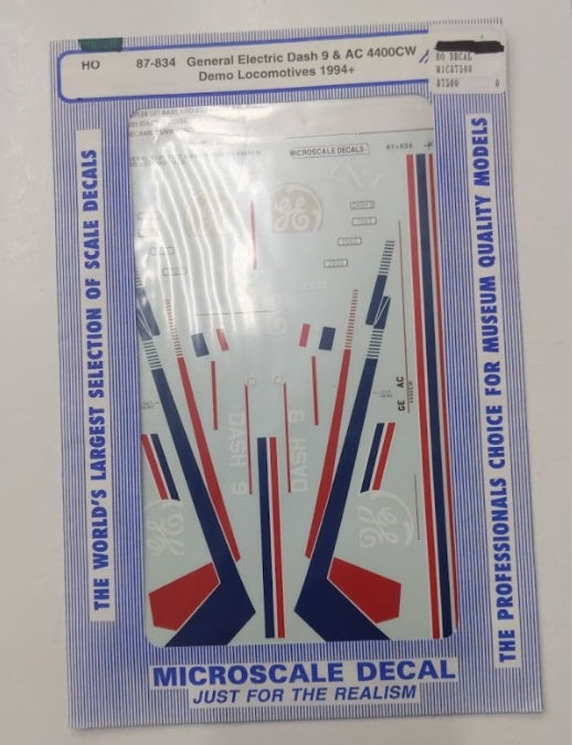 Microscale 87-834 HO 1994 GE Dash 9 & AC 4400CW Loco Decal Sheet