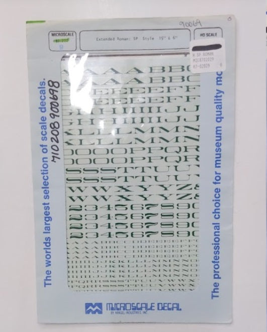 Microscale 90069 HO 6 & 15" SP Style Extended Roman Decal Sheet