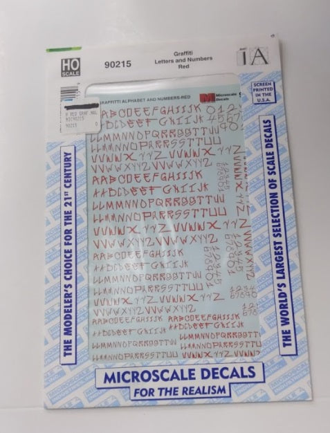 Microscale 90215 HO Red Graffiti Letters and Numbers Decal Sheet