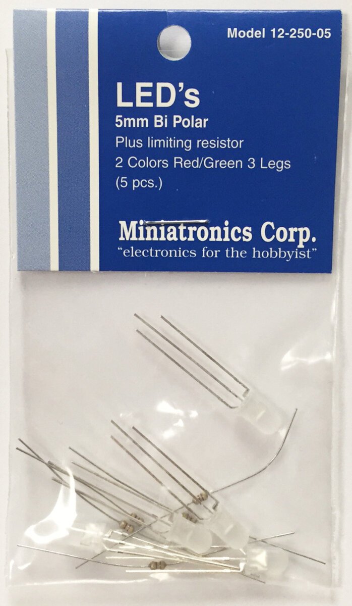 Miniatronics 12-250-05 5mm Dia. 3 Legs Red/Green Bi Polar L.E.D. (Pack of 5)