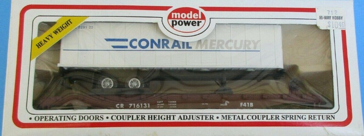 Model Power 8352 HO Conrail Mercury 50'''' Flat Car w/40'''' Trailer