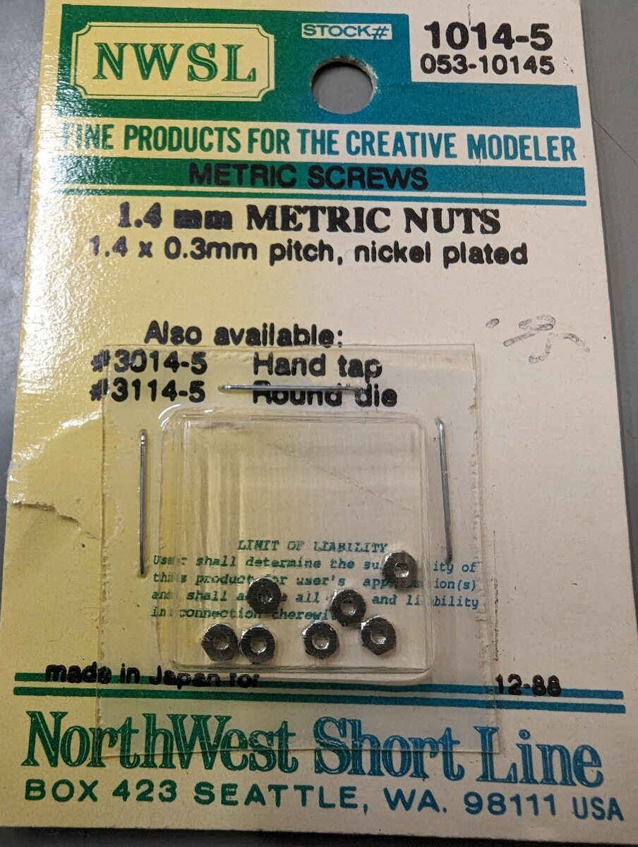 Northwest Short Line 1014-5 1.4 x .30mm Thread Hex Nuts (Pack of 6)