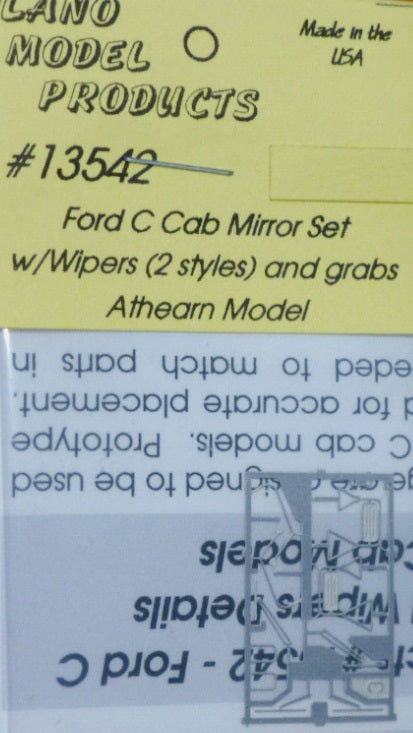 Plano Model Products 13542 HO Ford C Cab Mirror W/Wipers & Grabs For Athearn
