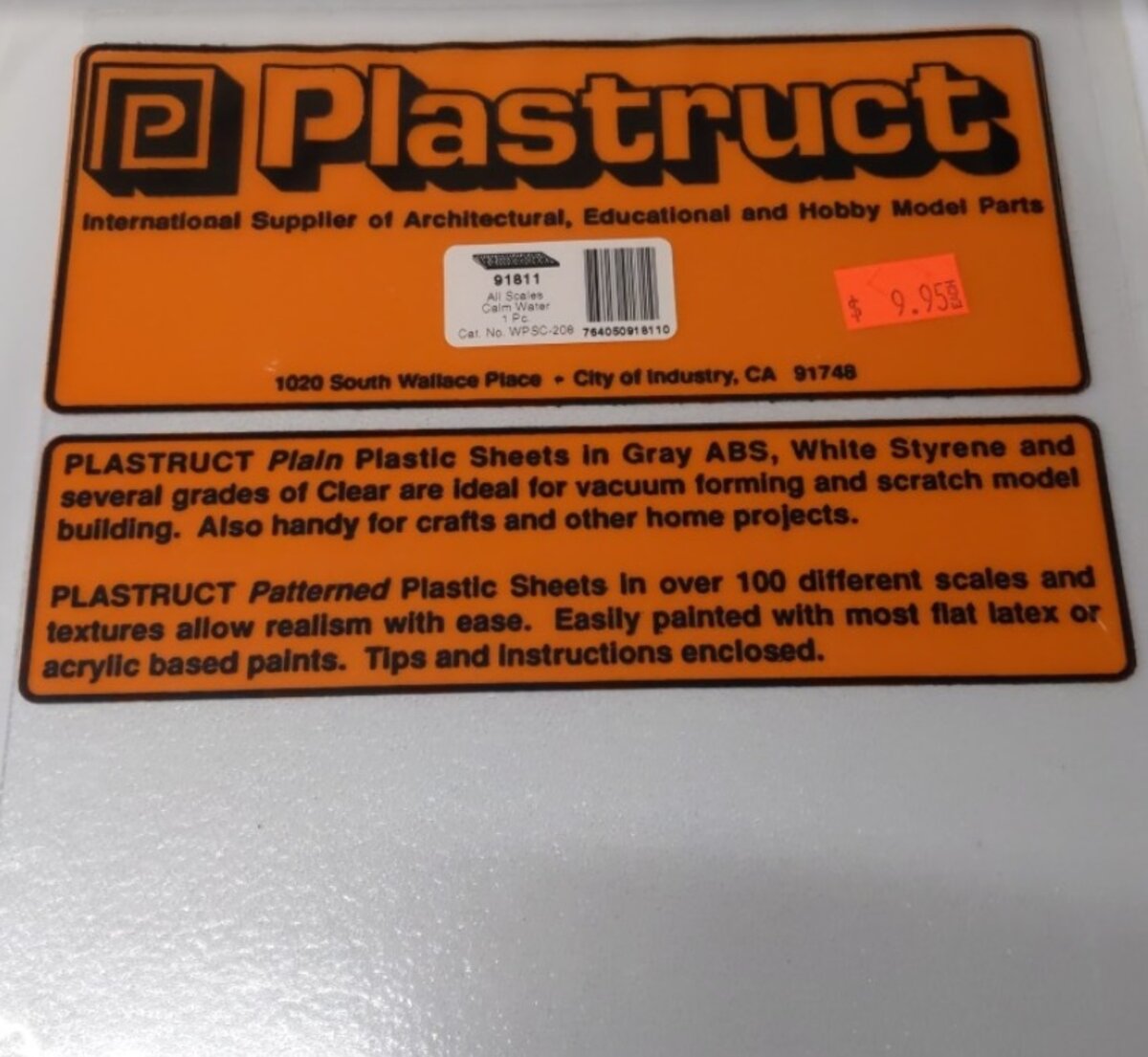 Plastruct 91811 7" x 1/2" Clear Calm Water Sheet