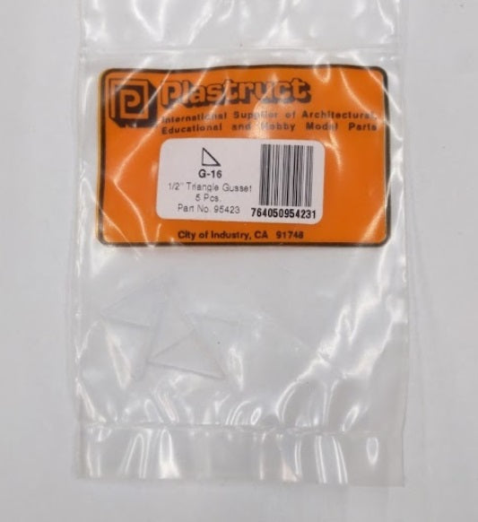 Plastruct 95423 1/2" x 11/16" x 1/2" Support Triangle Gusset (Pack of 5)