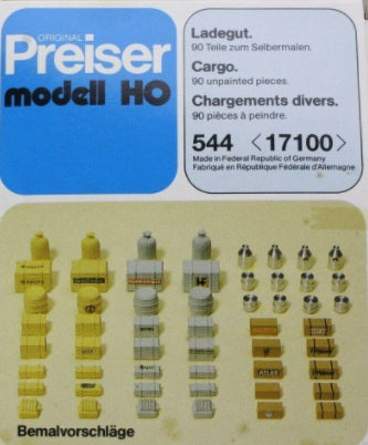 Preiser 544 HO Scale Assorted Crates Boxes Sacks & More Kit (Set of 90)