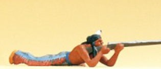 Preiser 54624 G Indian Warrior Laying Down Shooting Figure