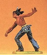 Preiser 54966 G Native American Attacking with Knife Figure