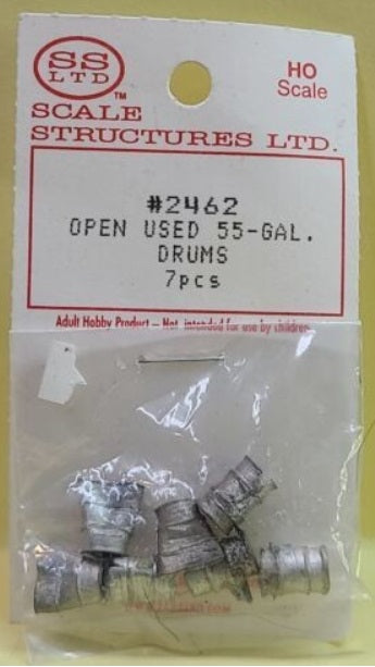 Scale Structures 2462 HO Used & Abused 55 Gallon Pewter Drums (Pack of 7)