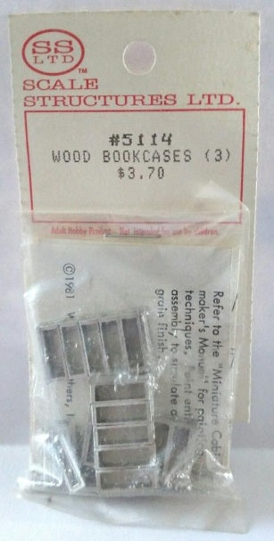 Scale Structures 5114 HO Scale Wood Bookcase W/Door Metal (Set of 3)