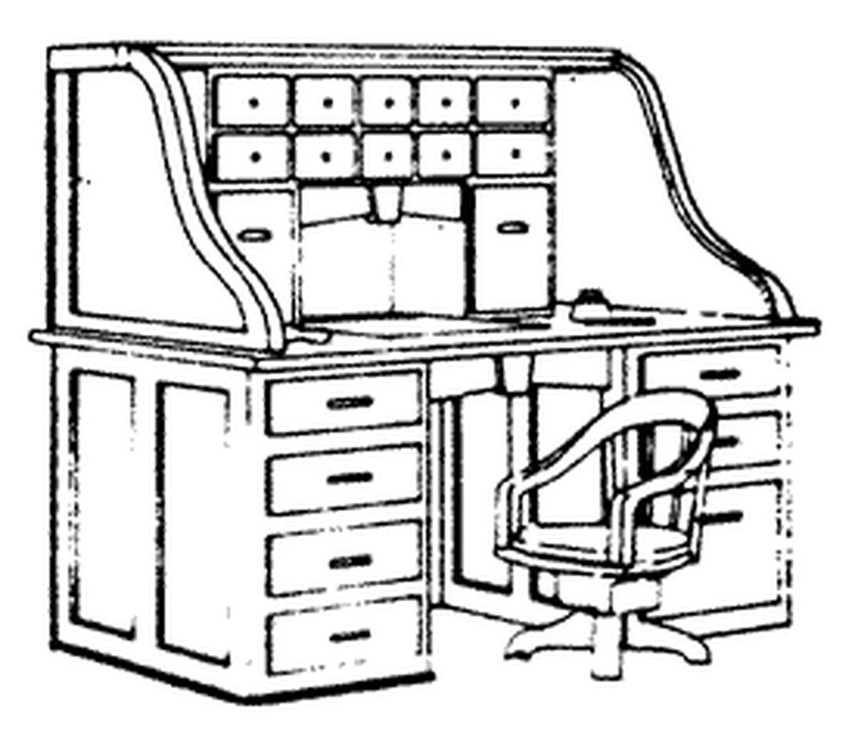 Scale Structures 5118 HO Scale Rolltop Desk with Open Chair White Metal Parts