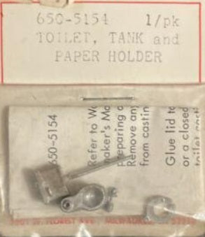 Scale Structures 5154 HO Toilet W/High or Low Tank & Paper Roll Holder Metal Kit