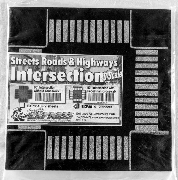 Scenic Express EXP8513 O Scale Intersection Without Crosswalk Sheet (Pack of 2)