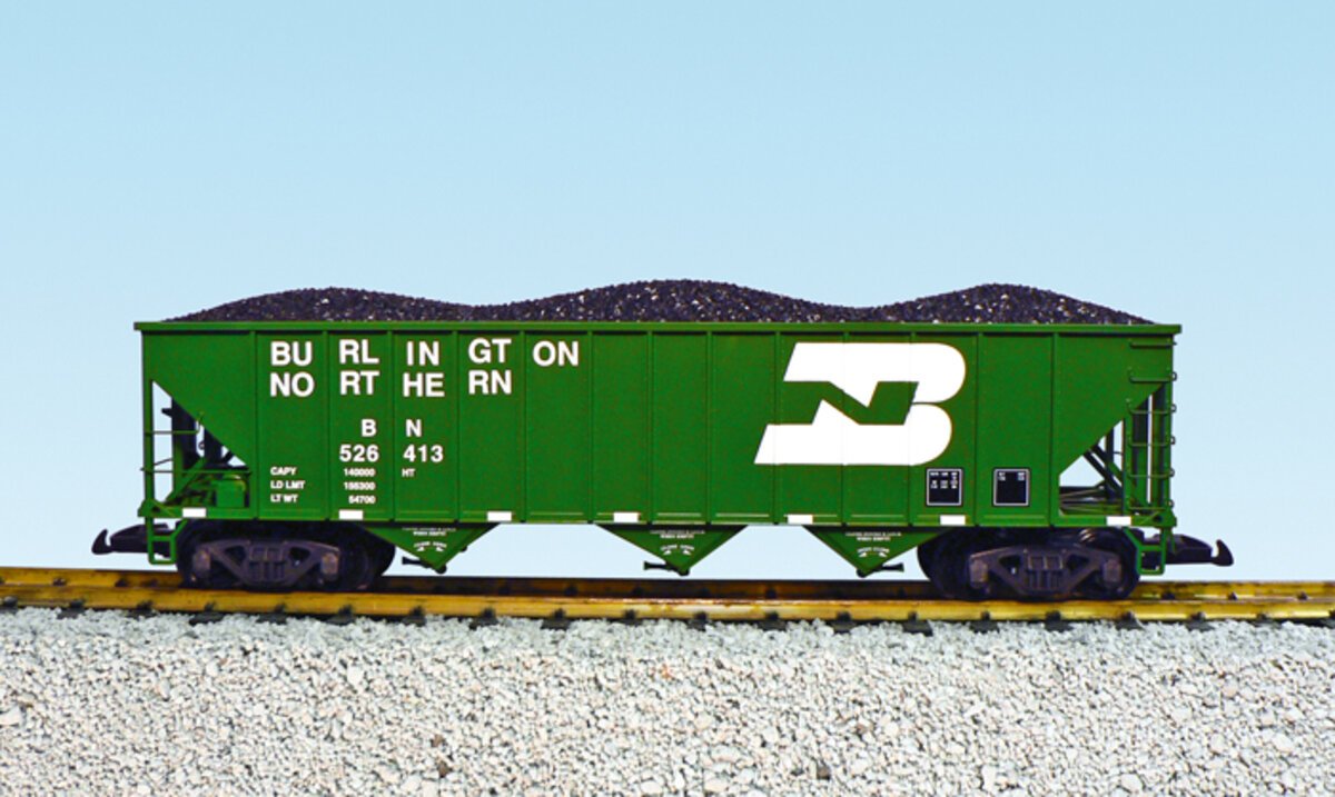 USA Trains R14018 G BN 70 Ton 3 Bay Coal Hopper Car #526413 - Metal Wheels