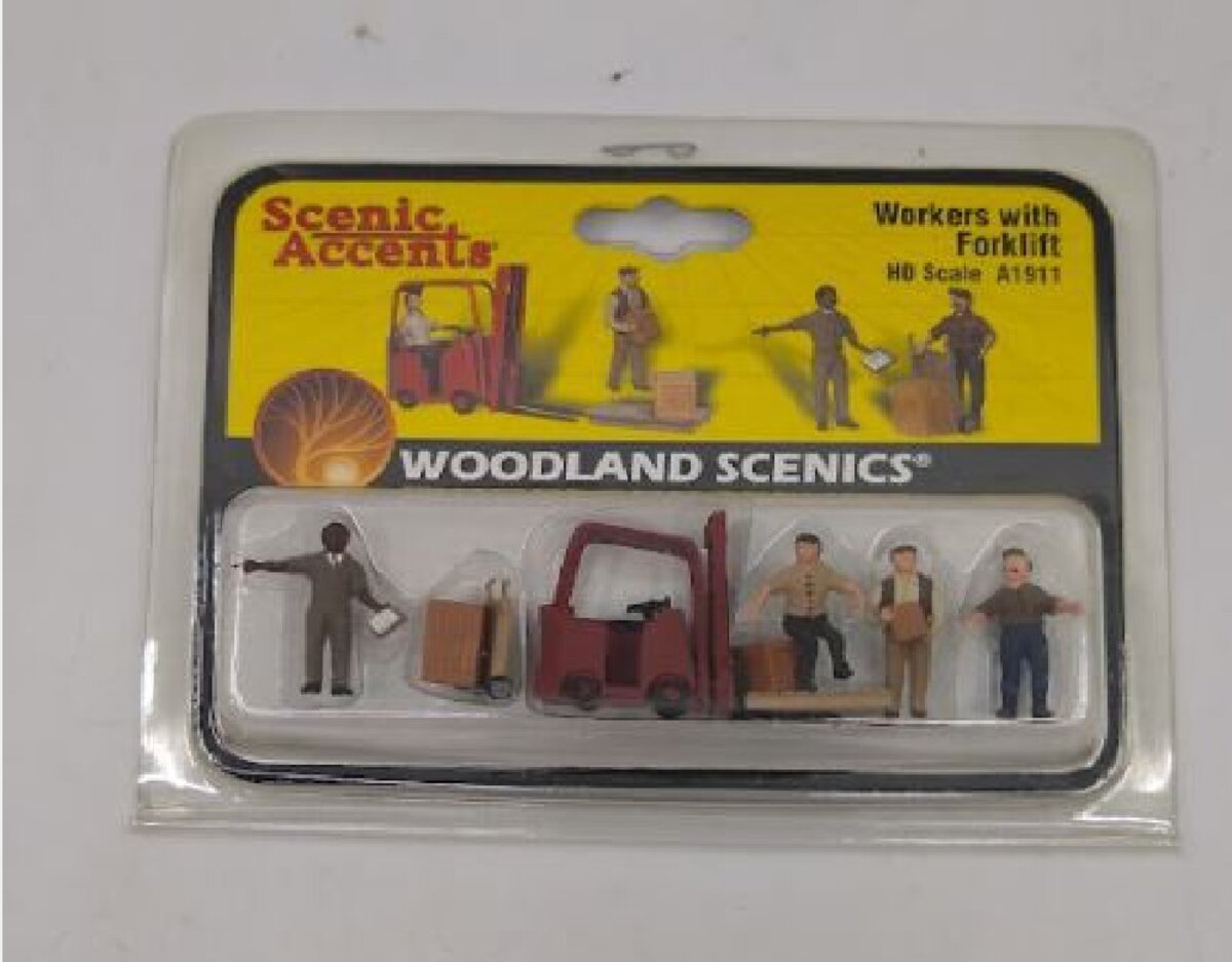 Woodland Scenics A1911 HO Scenic Accents Workers w/ Forklift Figures (Set of 9)