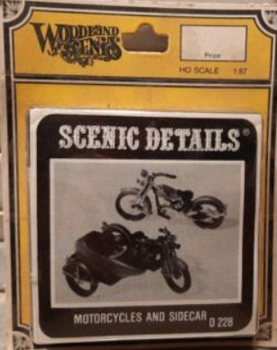 Woodland Scenics D-228 HO Scenic Details Motorcycles and Sidecar Kit