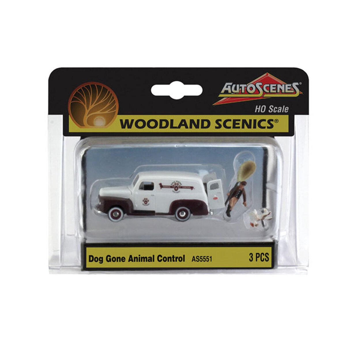 Woodland Scenics AS5551 HO AutoScenes Dog Gone Animal Control (Pack of 3)