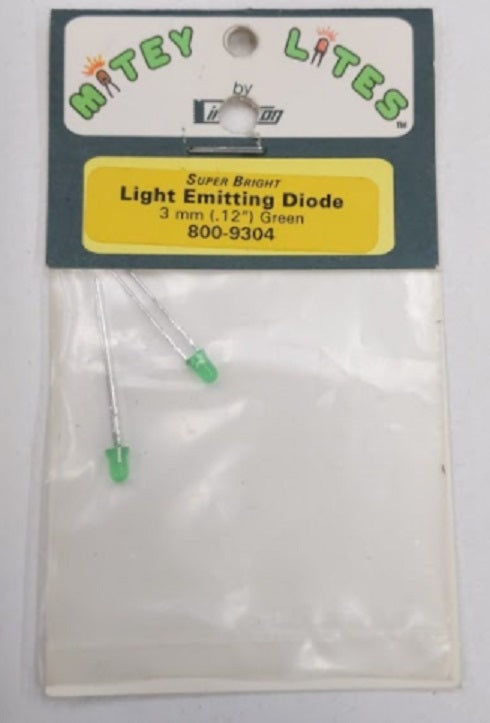 Circuitron 9304 3mm Diameter Green Super Bright Mitey Lites LED (Pack of 2)